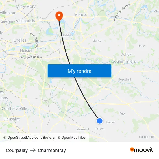 Courpalay to Charmentray map