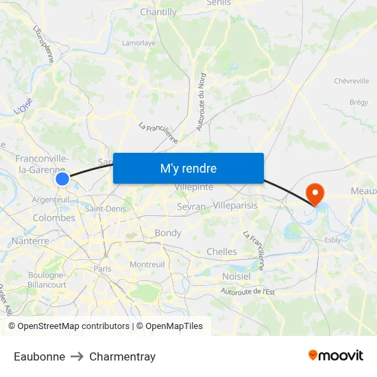 Eaubonne to Charmentray map