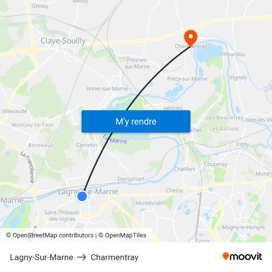 Lagny-Sur-Marne to Charmentray map