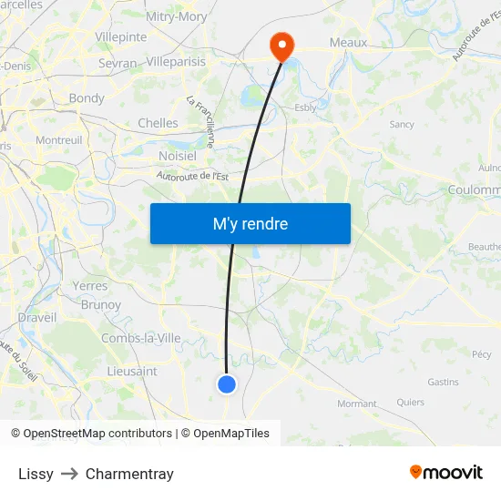 Lissy to Charmentray map