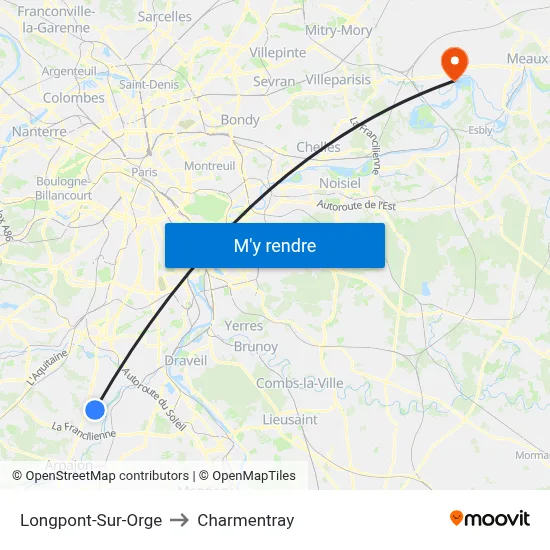Longpont-Sur-Orge to Charmentray map
