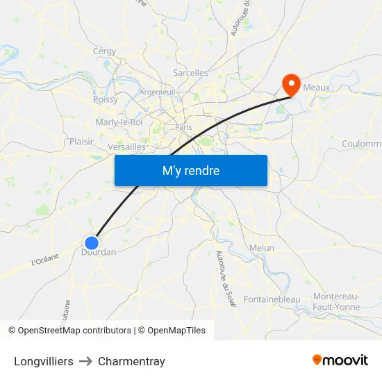 Longvilliers to Charmentray map
