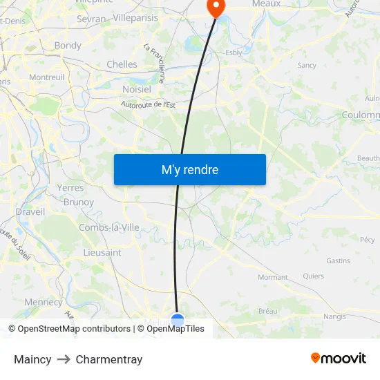 Maincy to Charmentray map