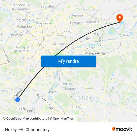 Nozay to Charmentray map