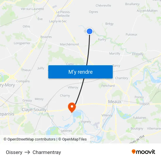 Oissery to Charmentray map