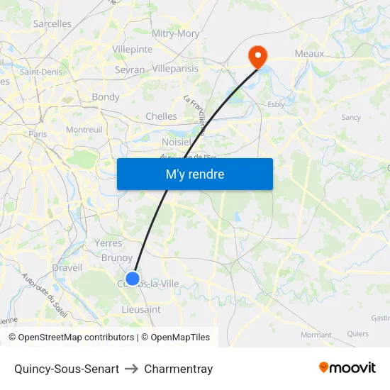 Quincy-Sous-Senart to Charmentray map