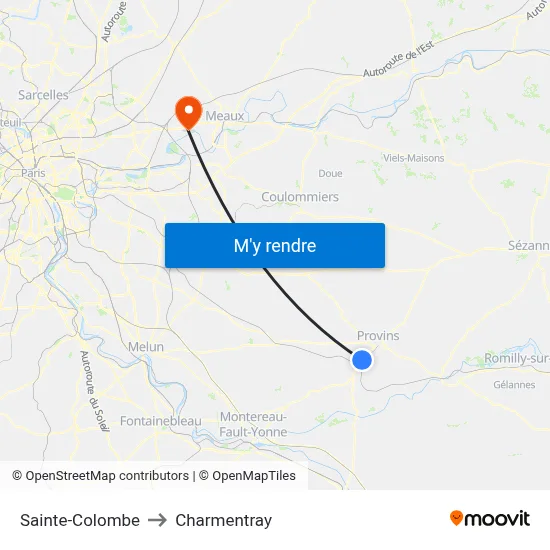 Sainte-Colombe to Charmentray map