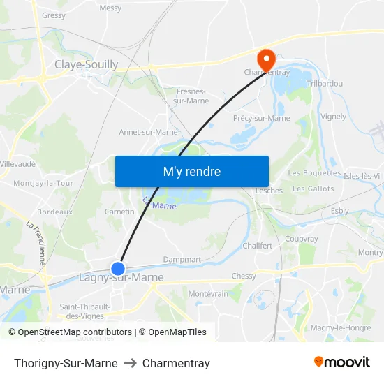 Thorigny-Sur-Marne to Charmentray map