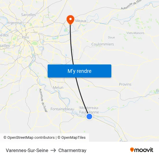 Varennes-Sur-Seine to Charmentray map