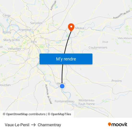 Vaux-Le-Penil to Charmentray map