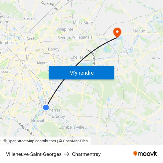 Villeneuve-Saint-Georges to Charmentray map