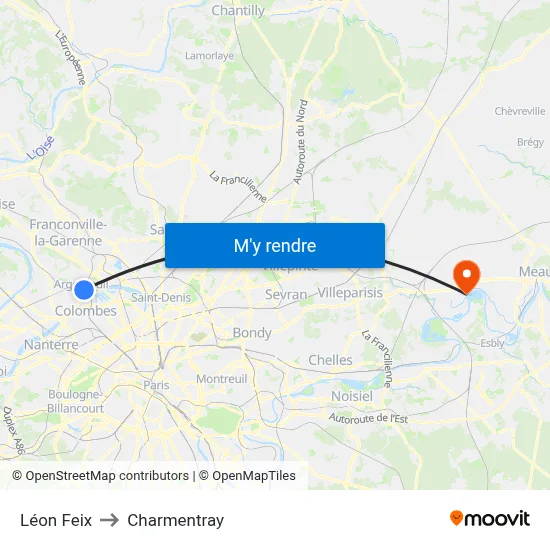 Léon Feix to Charmentray map