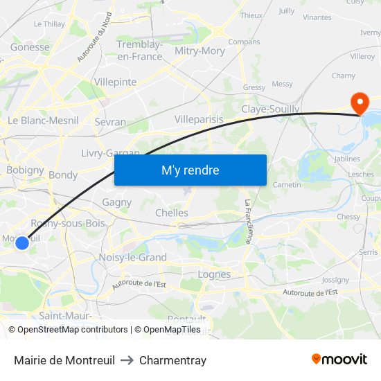 Mairie de Montreuil to Charmentray map