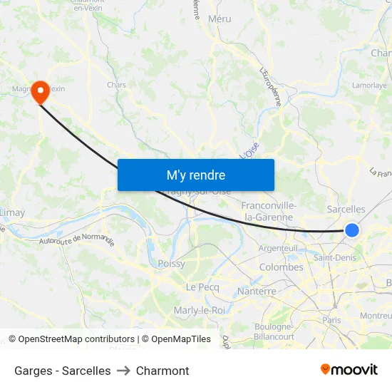 Garges - Sarcelles to Charmont map