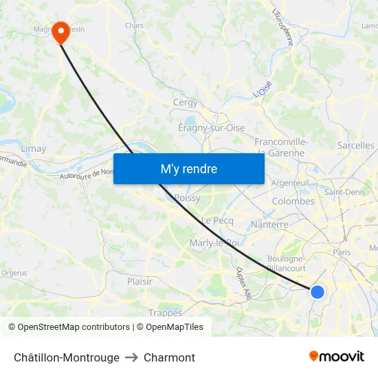 Châtillon-Montrouge to Charmont map