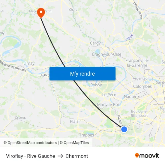 Viroflay - Rive Gauche to Charmont map