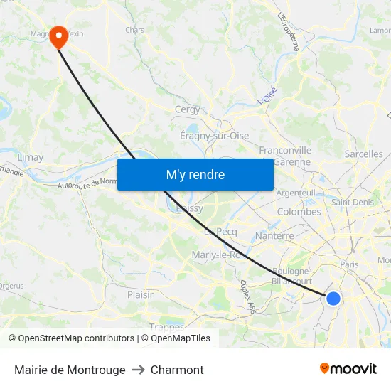 Mairie de Montrouge to Charmont map