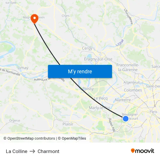 La Colline to Charmont map