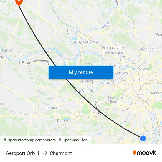 Aéroport Orly 4 to Charmont map