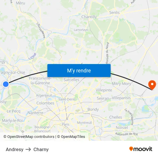 Andresy to Charny map