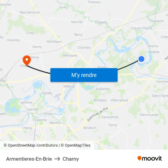 Armentieres-En-Brie to Charny map