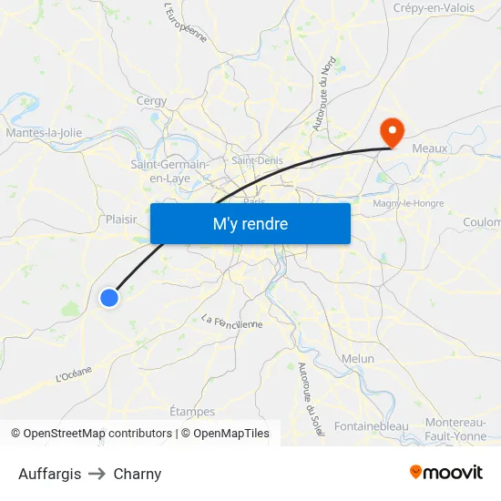 Auffargis to Charny map