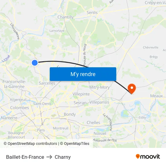 Baillet-En-France to Charny map