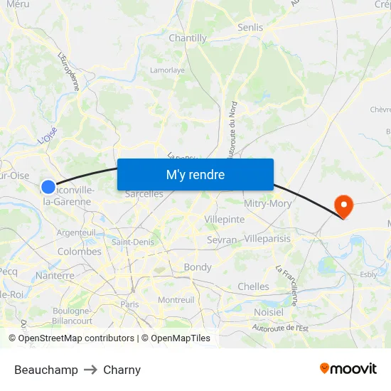 Beauchamp to Charny map