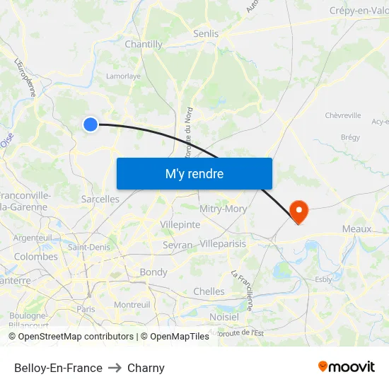 Belloy-En-France to Charny map