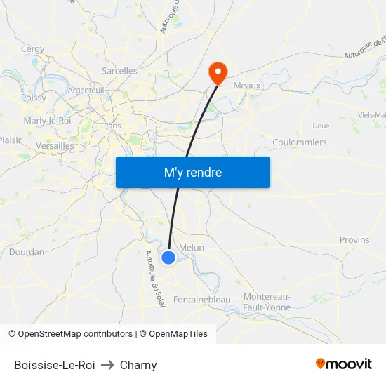 Boissise-Le-Roi to Charny map