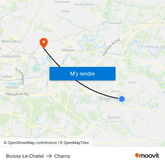 Boissy-Le-Chatel to Charny map