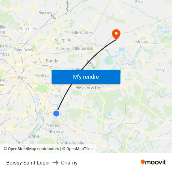 Boissy-Saint-Leger to Charny map