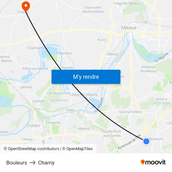 Bouleurs to Charny map