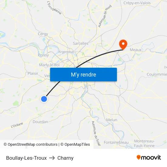 Boullay-Les-Troux to Charny map