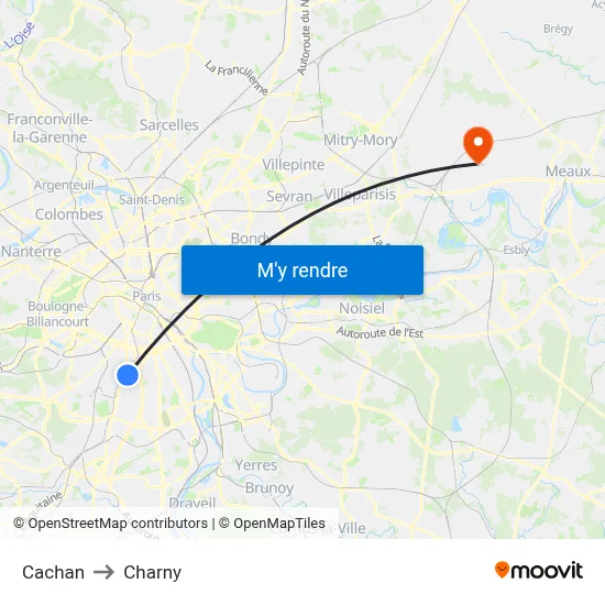 Cachan to Charny map