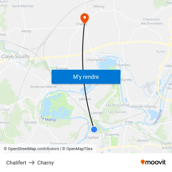 Chalifert to Charny map