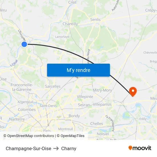 Champagne-Sur-Oise to Charny map