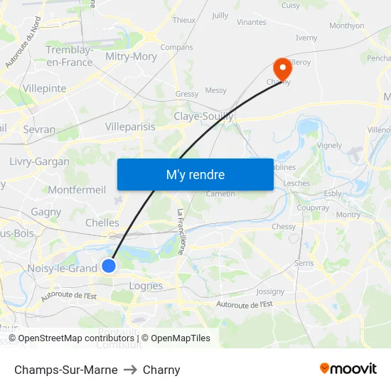 Champs-Sur-Marne to Charny map