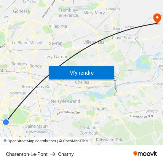 Charenton-Le-Pont to Charny map