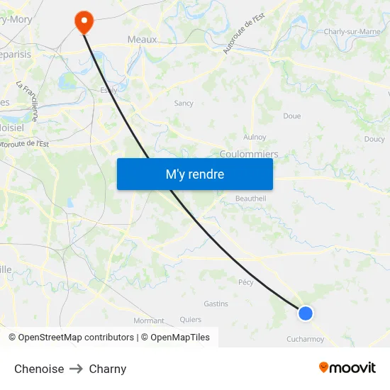 Chenoise to Charny map