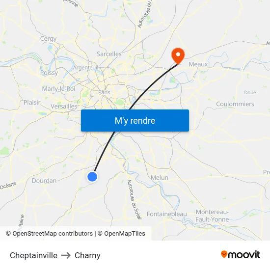 Cheptainville to Charny map
