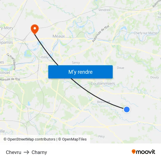 Chevru to Charny map