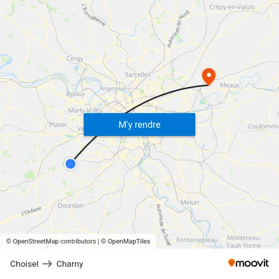 Choisel to Charny map
