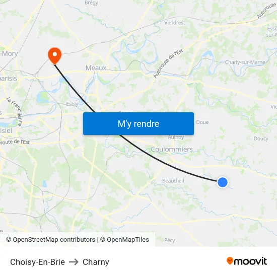 Choisy-En-Brie to Charny map