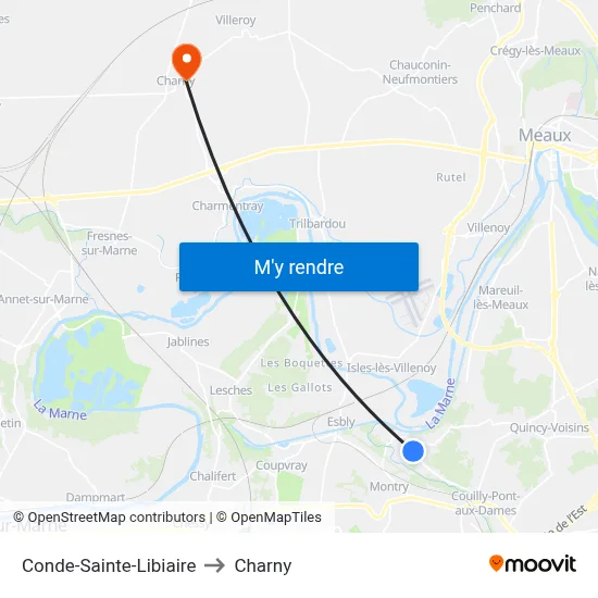 Conde-Sainte-Libiaire to Charny map
