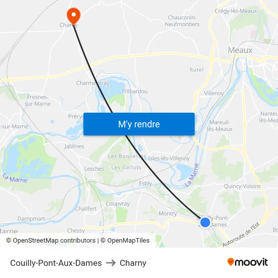 Couilly-Pont-Aux-Dames to Charny map