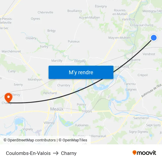 Coulombs-En-Valois to Charny map