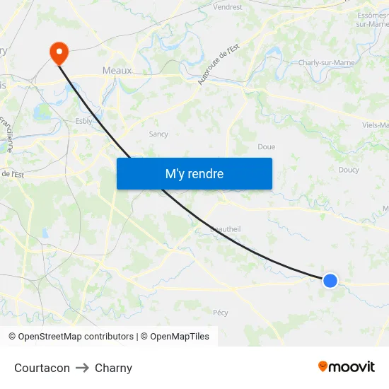 Courtacon to Charny map