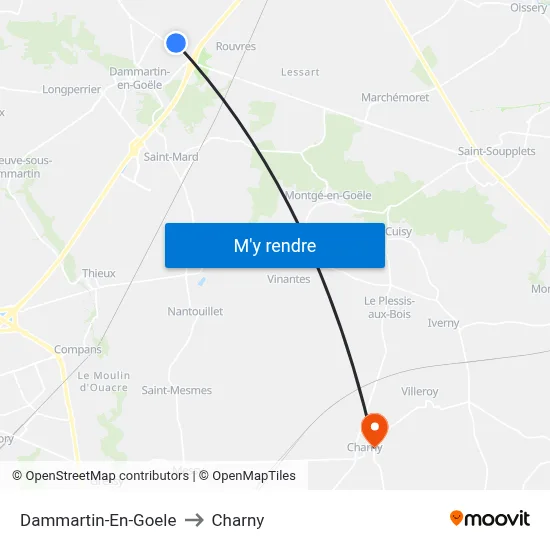 Dammartin-En-Goele to Charny map