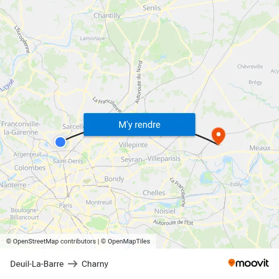 Deuil-La-Barre to Charny map
